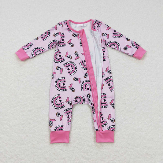 Baby Girls Western Boots Rainbow Zip Rompers