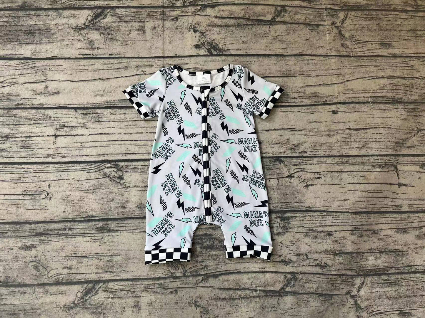Baby Infant Boys Mama's Boy Zip Short Sleeve Rompers