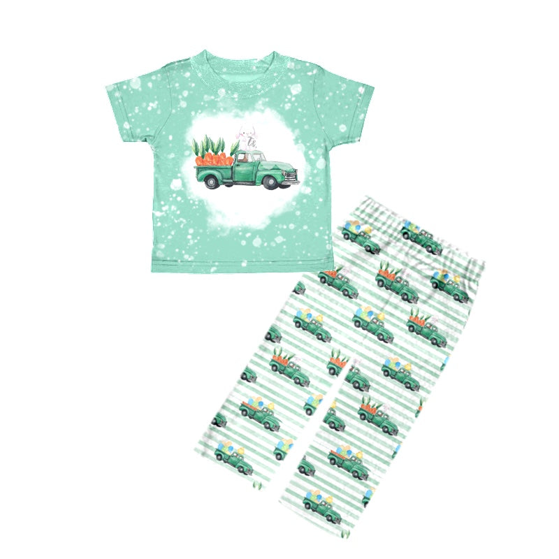Baby Boys Green Tractor Short Sleeve Top Pants Clothes Sets preorder(moq 5)