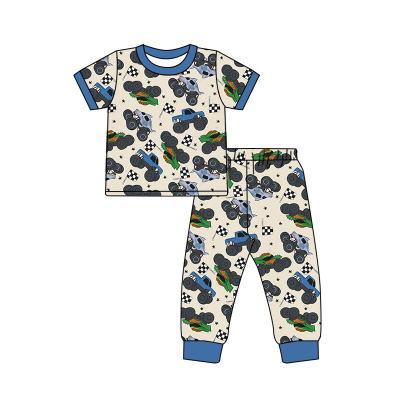 Baby Boys Short Sleeve Tee Shirt Construction Pants Pajamas Clothes Sets preorder(moq 5)