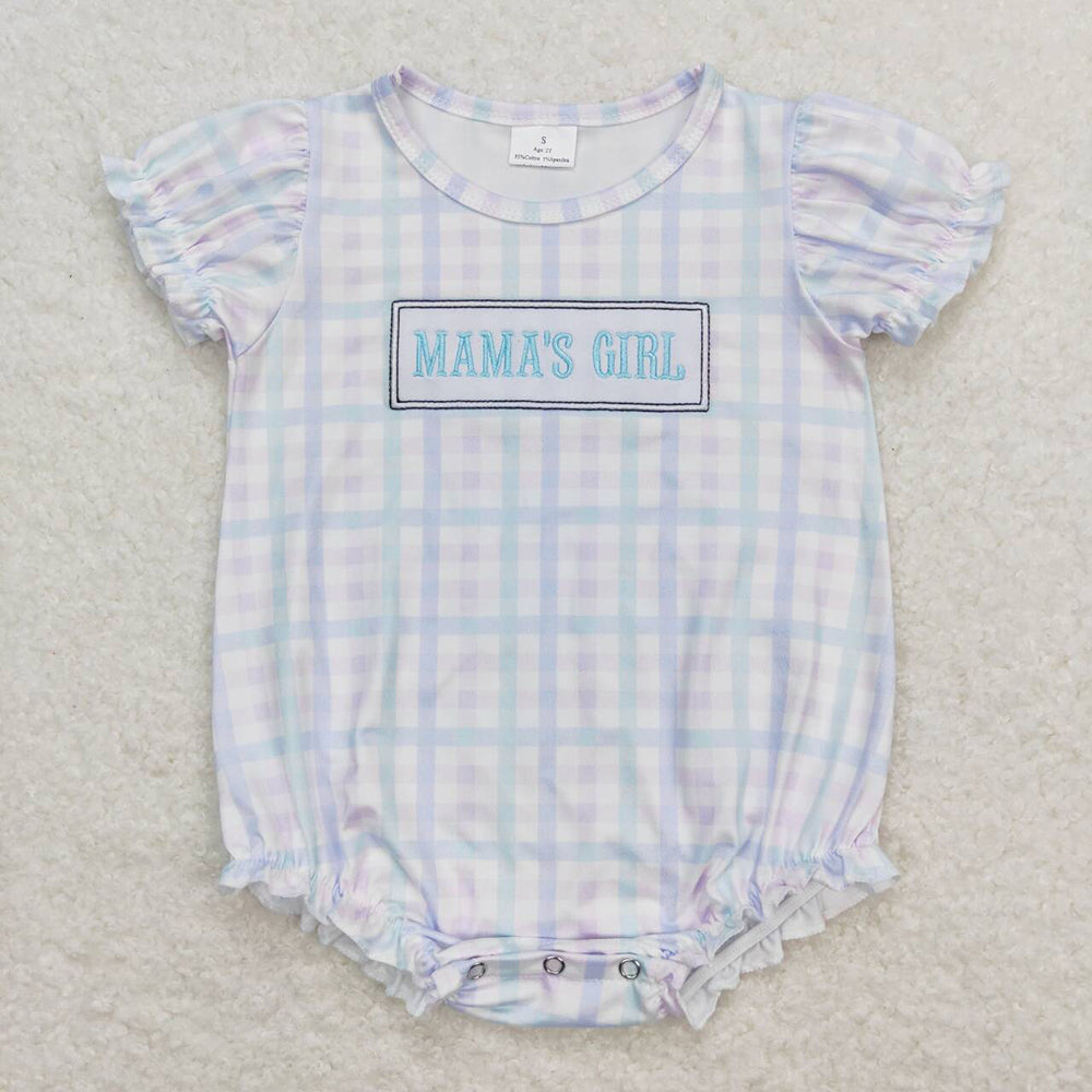 Baby Infant Mama's Girl Checkered Summer Straps Rompers