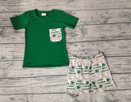Baby Boys Green Army Camo Tee Shirt Top Shorts Outfits Clothes Sets