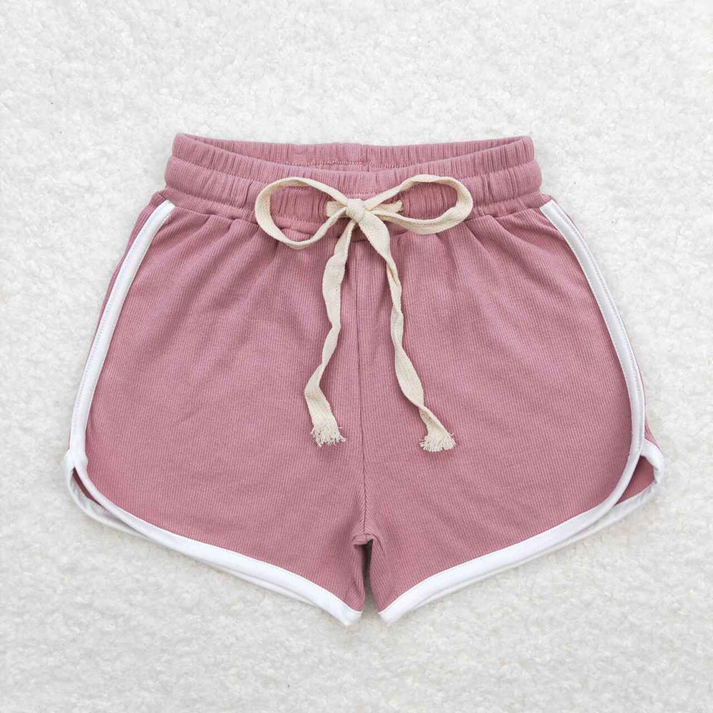 Baby Girls Dark Pink Color Summer Sports Design Shorts