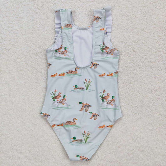 Baby Girls Duck Summer Ruffle One Piece Swimsuits