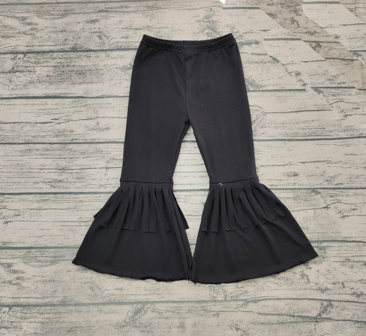 Baby Girls Black Cotton Fringe Ruffle Bell Pants