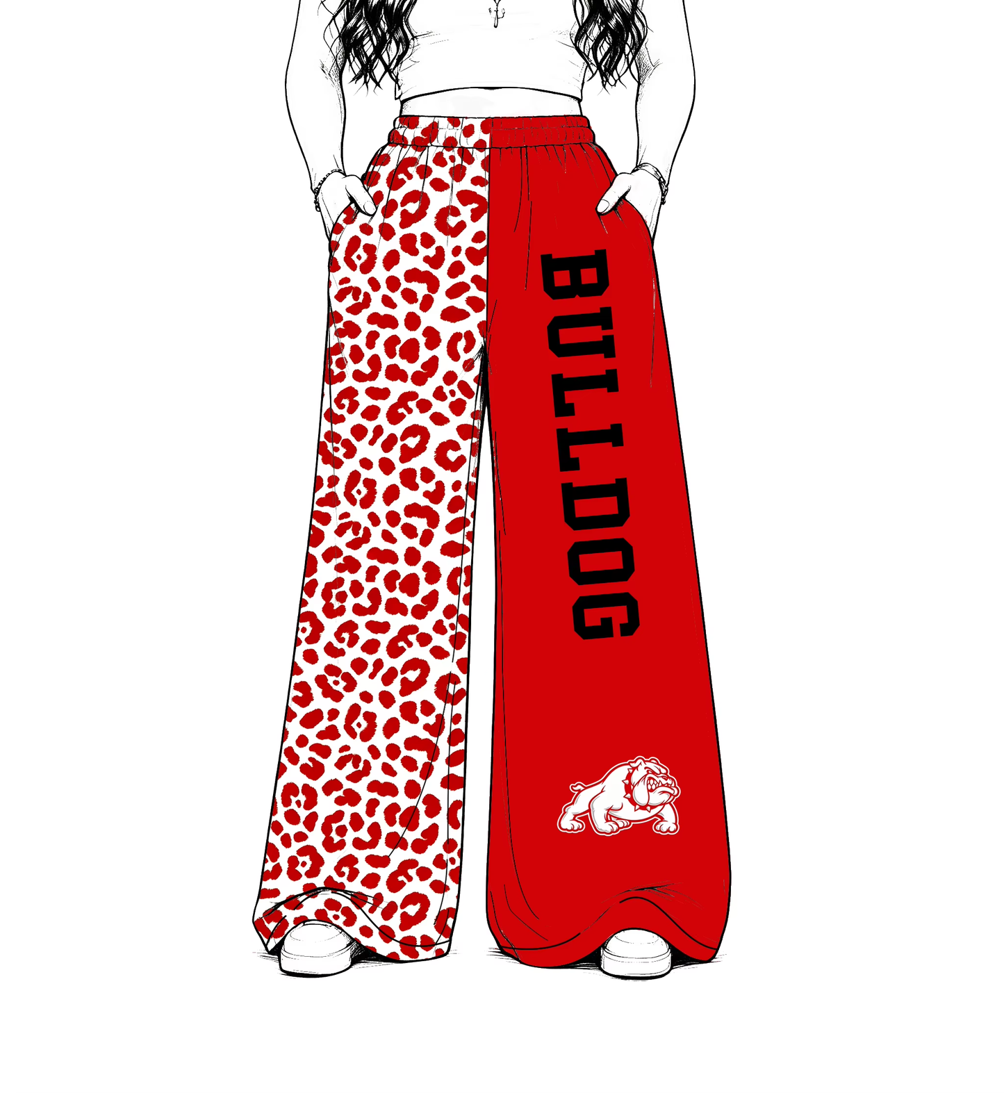 Preorder moq 5 Adult Women Bulldog Leopard Team Pants Bottoms