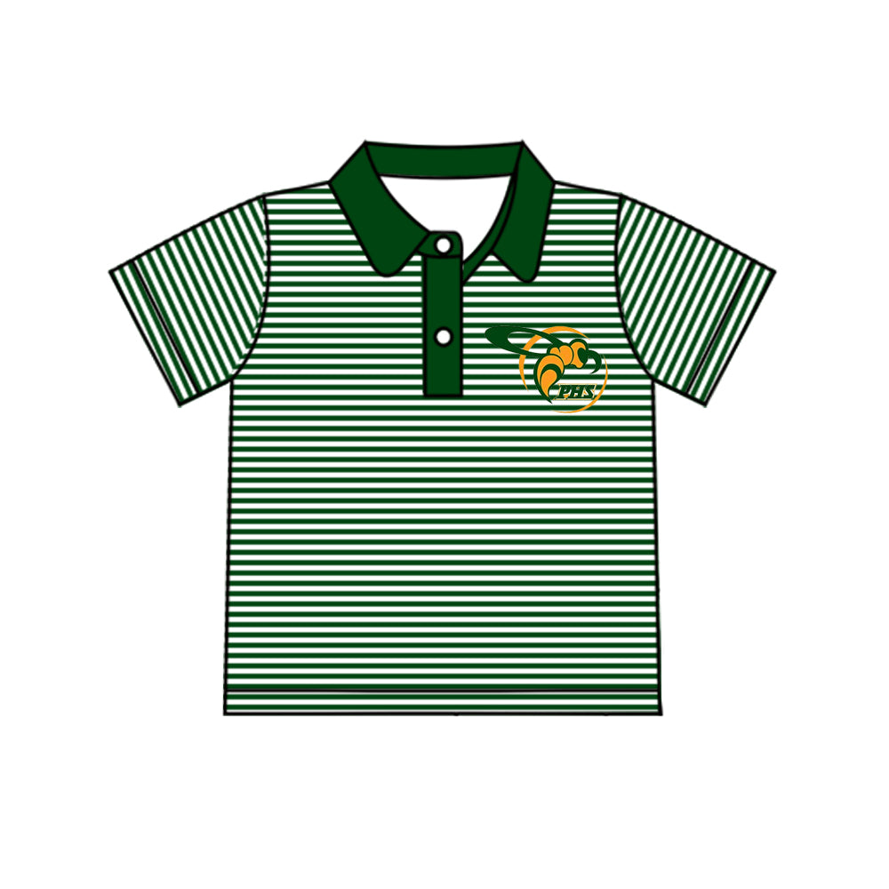 Baby Boys Green Stripes Short Sleeve Pullovers Tee Shirts Tops preorder(moq 5)