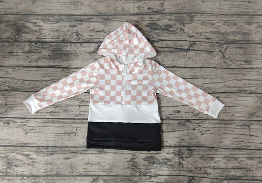 Baby Boys Khaki Checkered Hooded Long Sleeve Shirts Tops