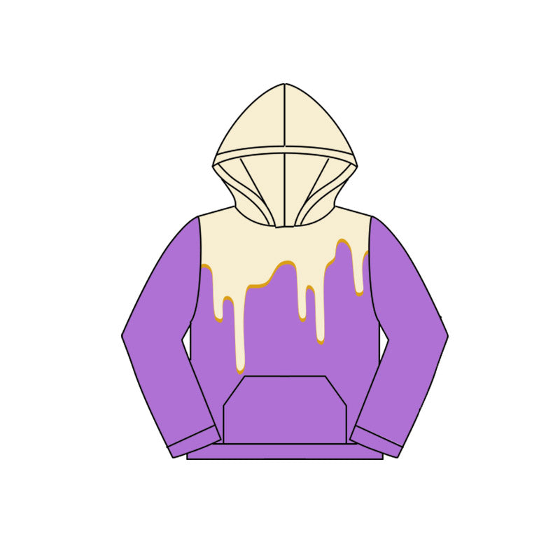 Preorder (moq 5)Baby Kids White Drips Purple Team Hooded Tops