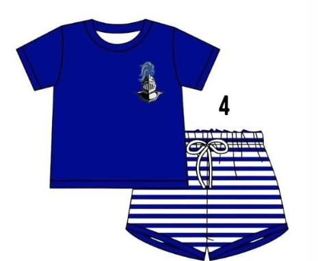 Preorder (moq 5)Baby Boys Blue knights Team Top Short Team Clothes Sets