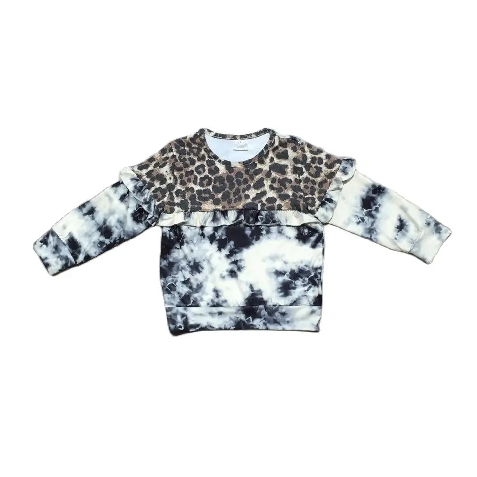 Baby Girls Leopard Tie Dye Long Sleeve Tee Shirts Tops preorder(moq 5)