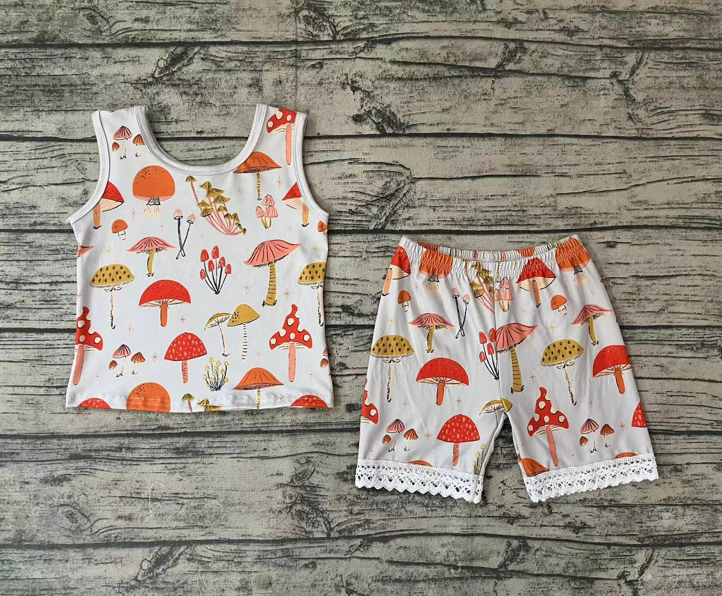 Baby Girls Mushroom Shorts Clothes Sets