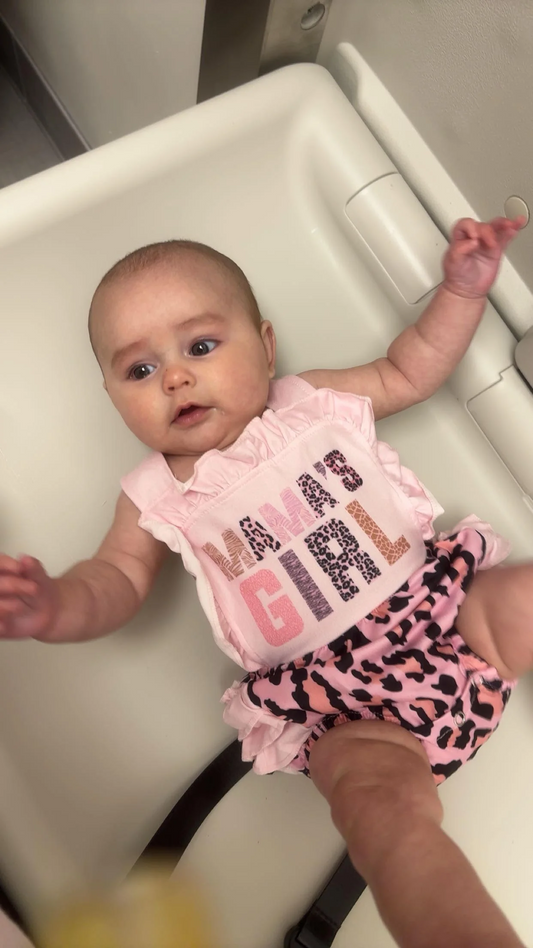 Baby Infant Girls Mama's Girl Straps Leopard Bubble Rompers