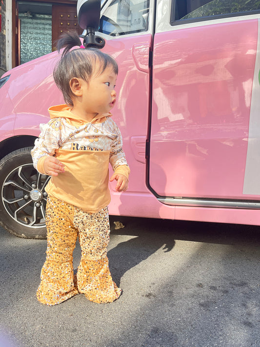 Baby Kids Happy New Year Hooded Long Sleeve Tops