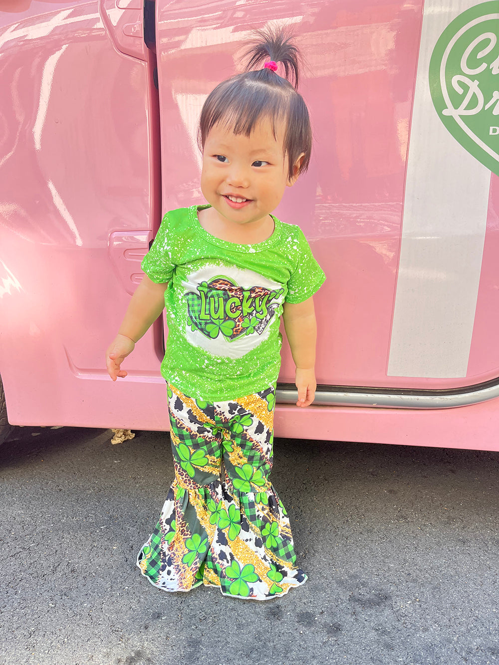 Baby Girls Lucky St Patrick Bell Bottom Pants clothes sets