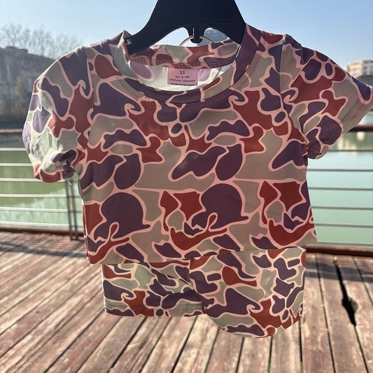 Baby Boys Green Camouflage Shirt Shorts Outfits Clothes Sets