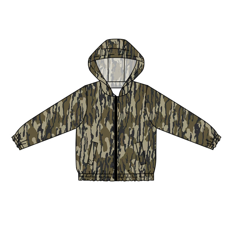 Preorder moq 5 Baby Boys Pockets Zipper Camo Hoodies Top