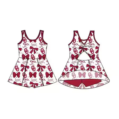 Preorder (moq 5)Baby Girls Sleeveless oklahoma Sooners Football Team Shorts Dresses