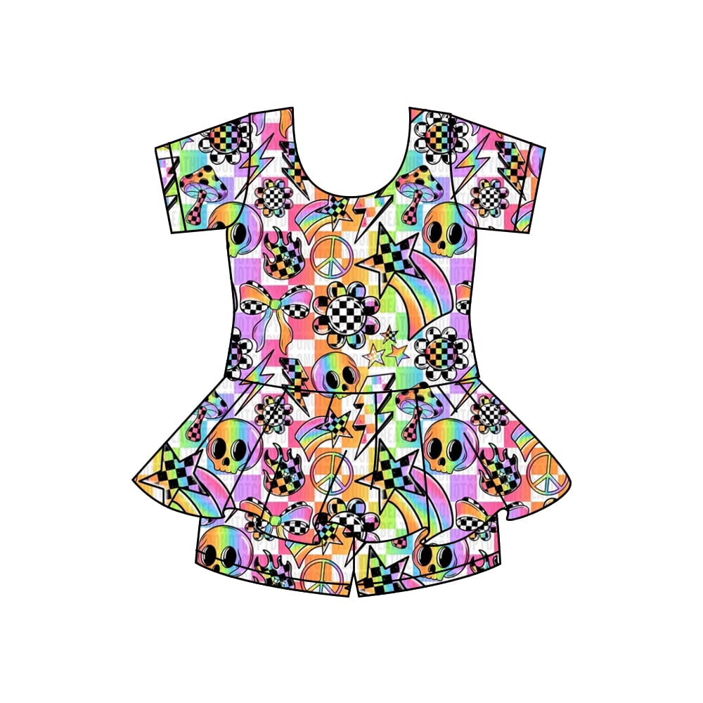 Preorder moq 5 Baby Girls Flower stars Short Sleeves Top Shorts Sets