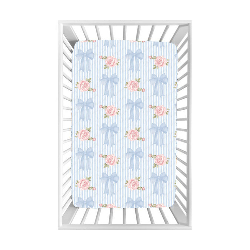 Preorder(moq 5) Baby Blue Bows Bed Sheets One Layer Milk Silk