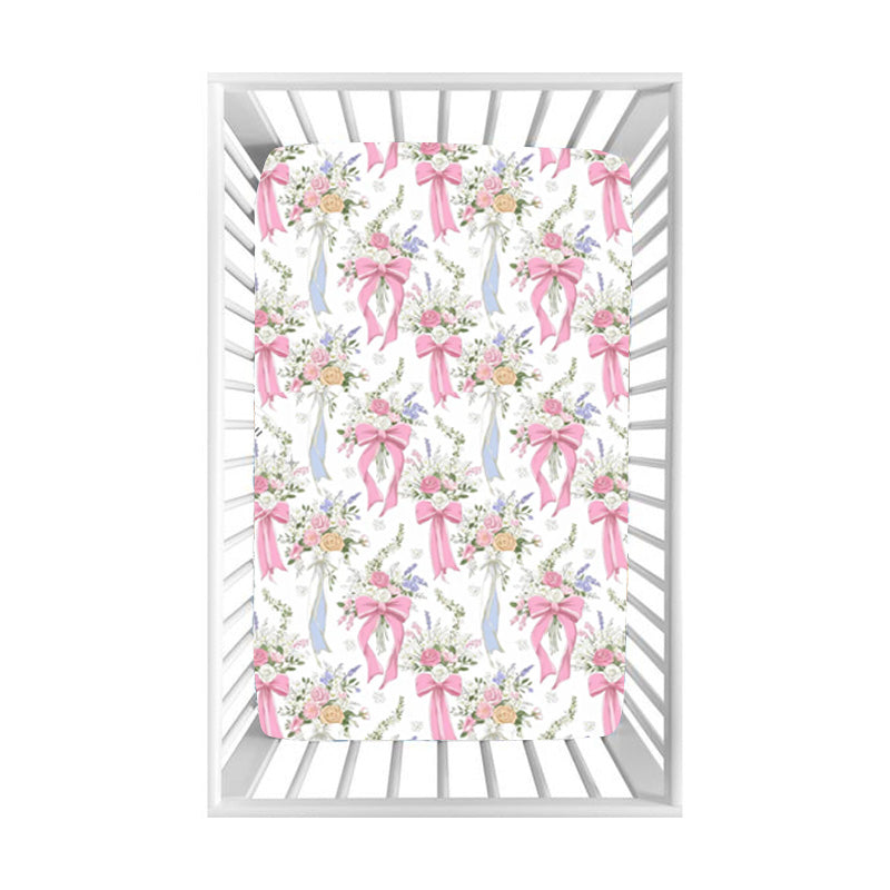 Preorder(moq 5) Baby Girls Flowers Bows Bed Sheets One Layer Milk Silk