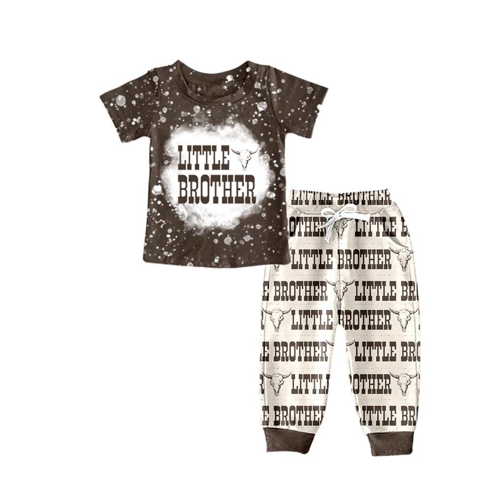 Baby Boys Little Brother Top Cows Western Pants Clothing Sets Preorder(moq 5)