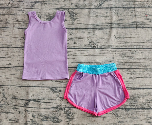 Baby Girls Lavender Sleeveless Shirt Short Yoga Active Sets
