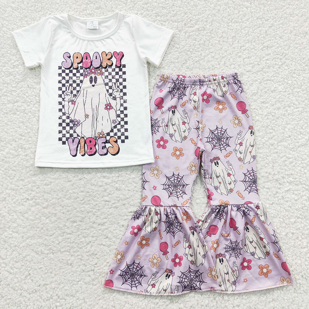 USA Shop Baby Girls Halloween Ghost Bell Bottom Pants Sets