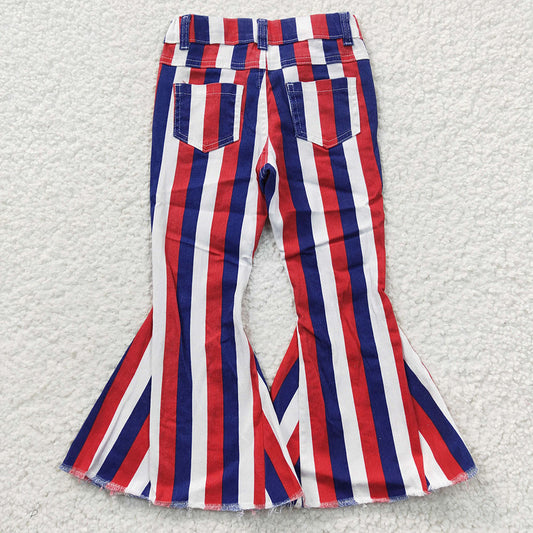 Baby Girls 4th Of July Stripe Denim Bell Jeans Pants