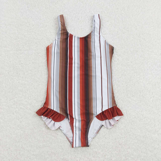 Baby Girls Boys Brown Stripes Western Summer Trunk Swimsuits