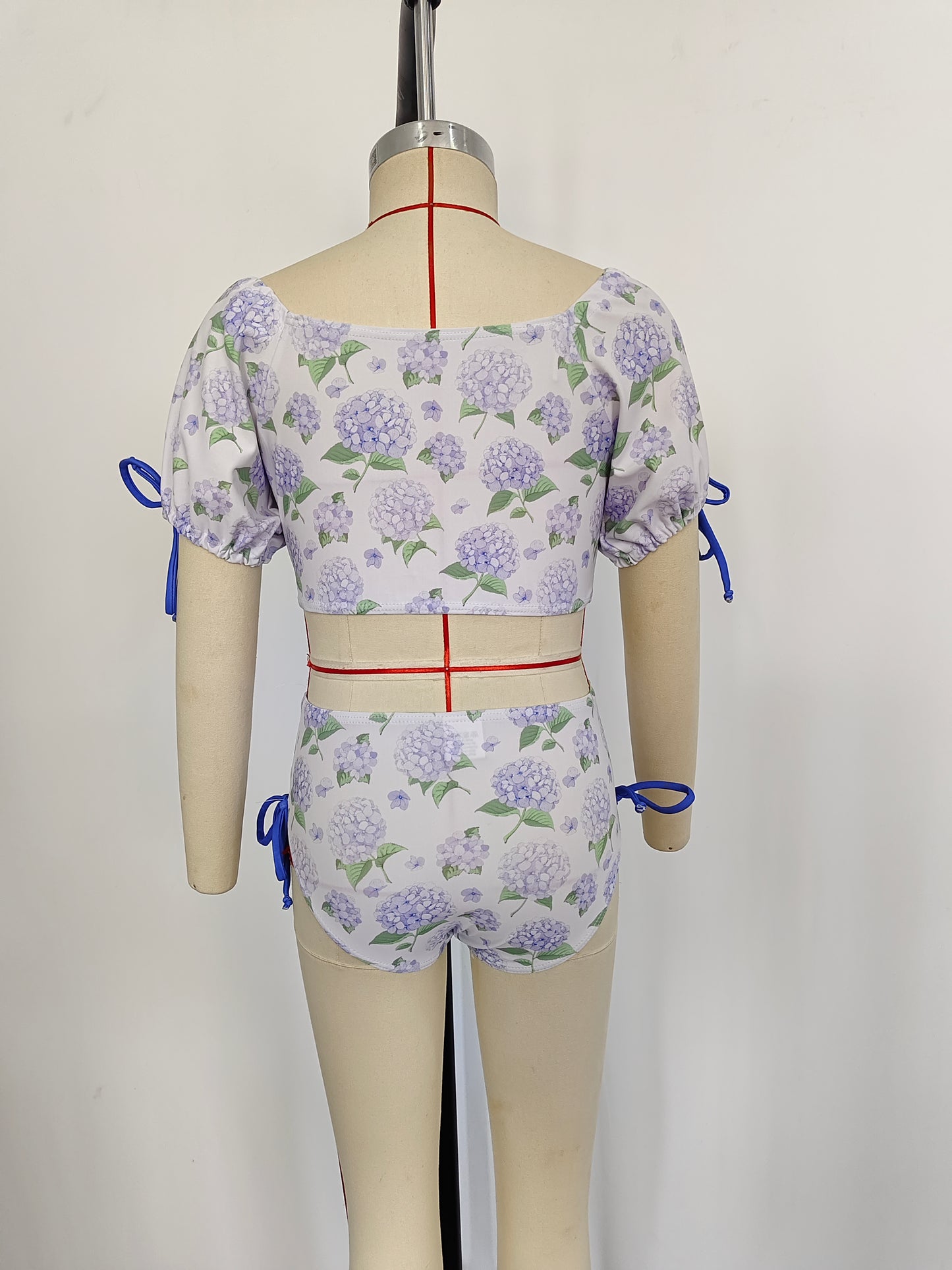 Baby Girls Summer Lavender Flowers Branches Top Ruffle Bummie Swimsuits