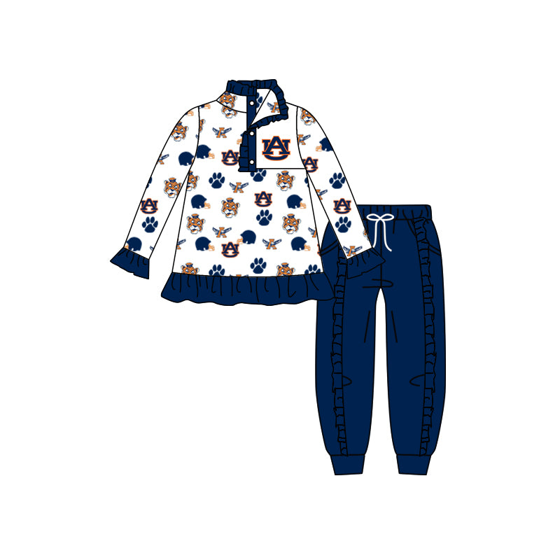 Baby Girls Blue Orange Team Top Pants Clothes Sets preorder(moq 5)