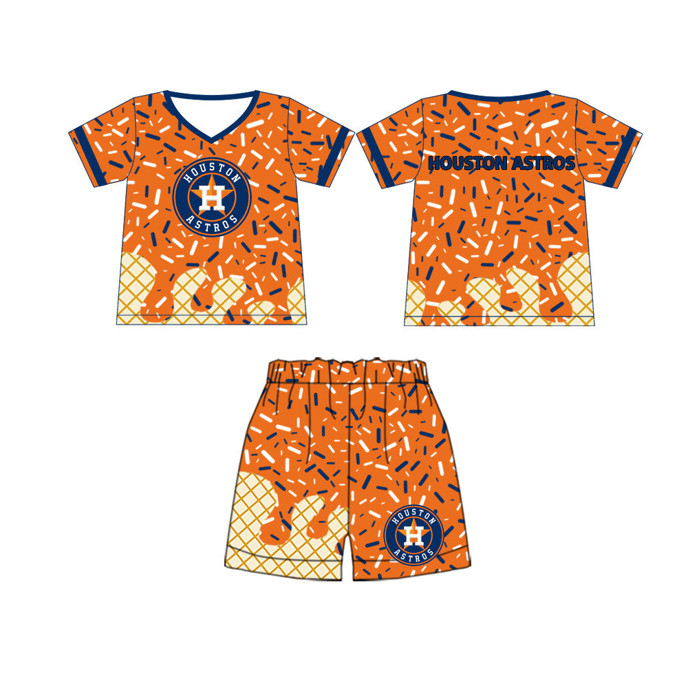 preorder(moq 5) Baby Boys Houston Astros Team Short Sleeve Tee Shirt Shorts Clothes Sets