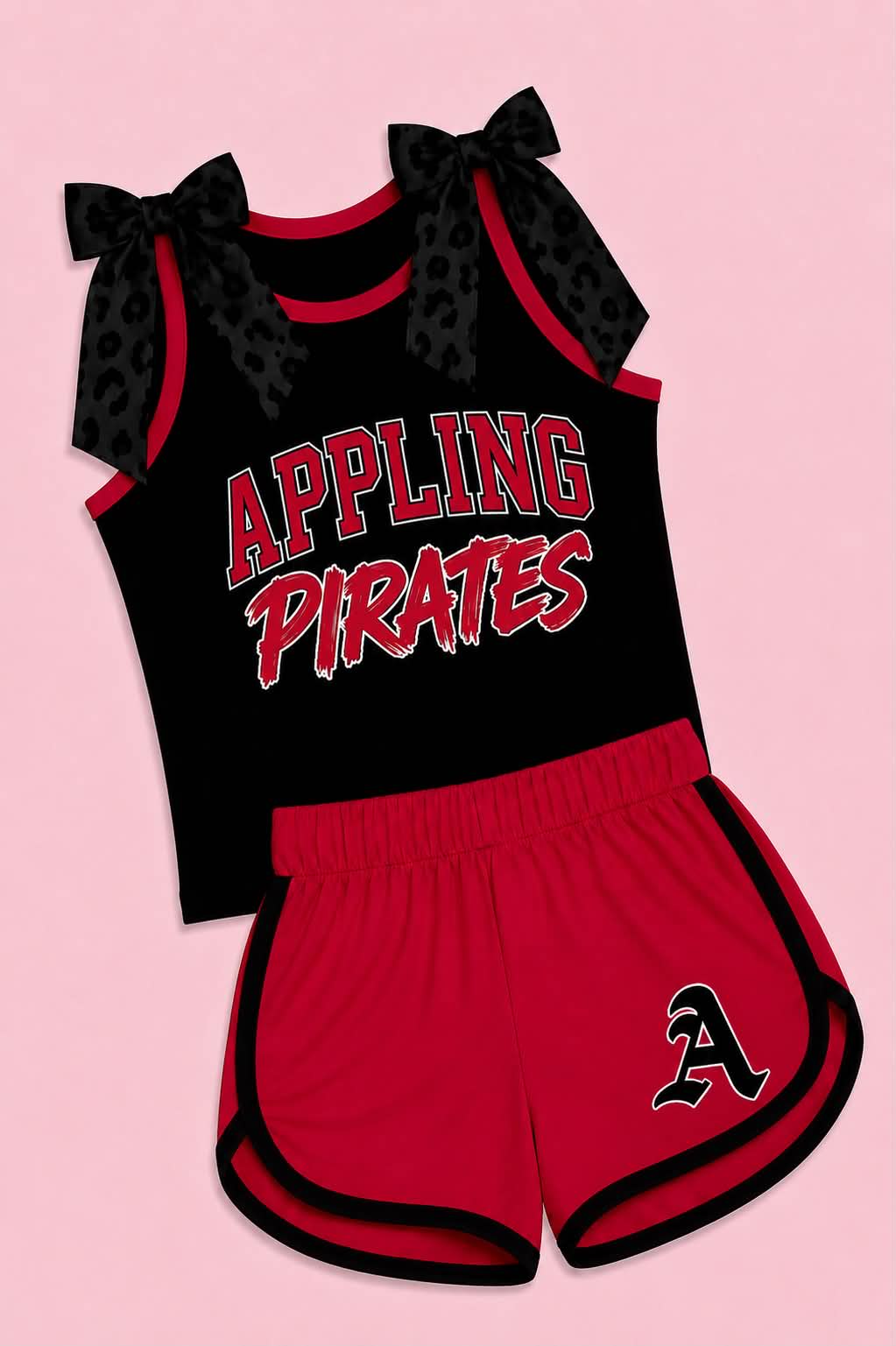 Preorder (moq 5)Baby Girls Appling Pirates Bows Shirts Shorts Clothes Sets
