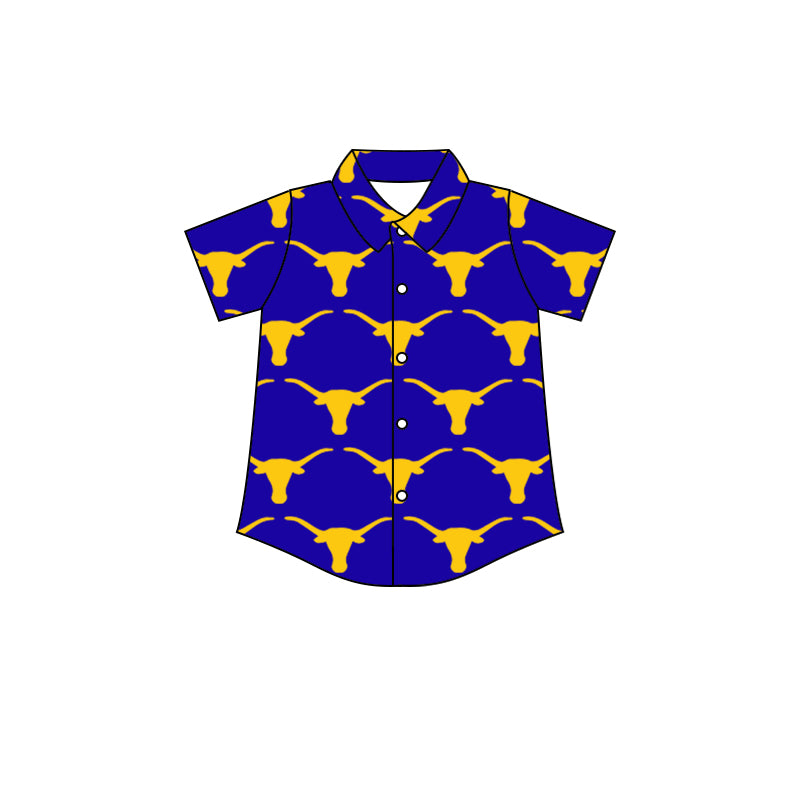 Team Blue Cow Baby Boys Short Sleeve Button Ups Shirt Tops preorder(moq 5)