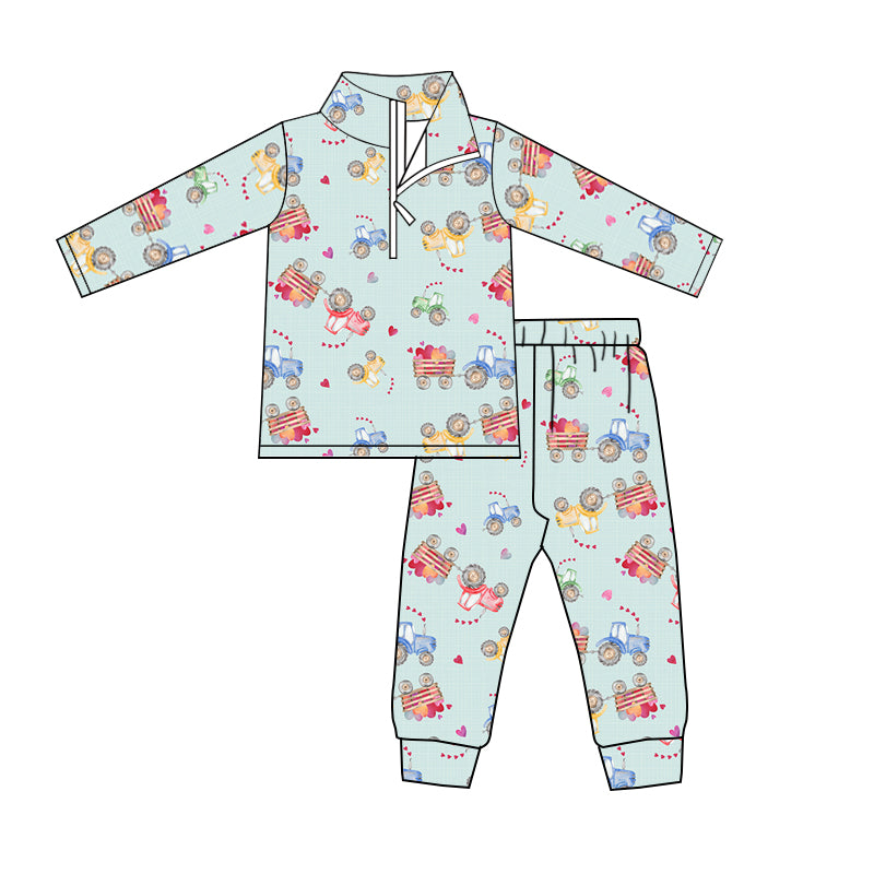 Baby Boys Farm Tractors Zip Top Pants Clothes Sets preorder(moq 5)