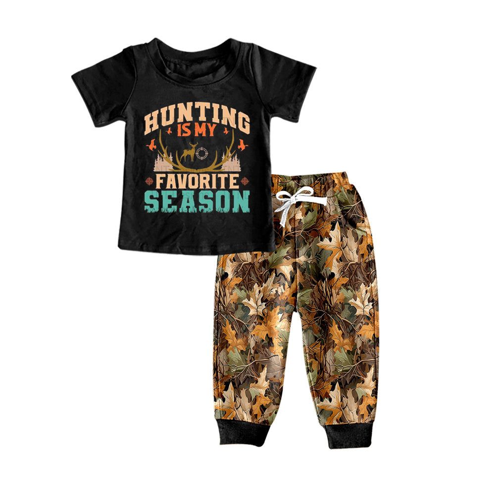 Baby Boys Hunting Is My Favorite Season Top Pants Clothes Sets preorder(moq 5)