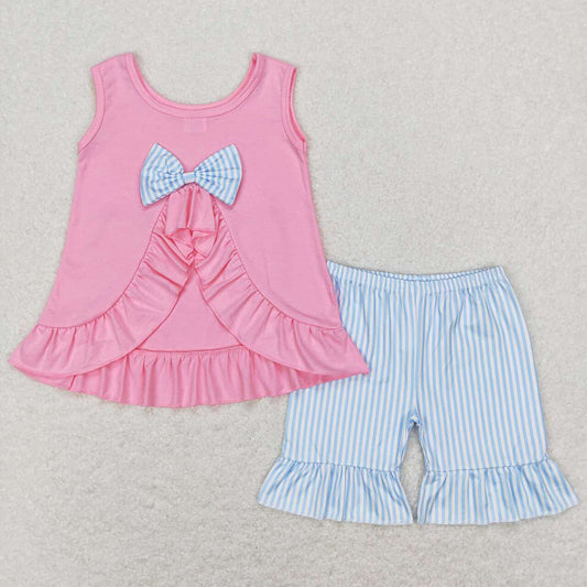 Baby Girls Pink Pocket Tunic Ruffle Shorts Outfits Clothing Sets