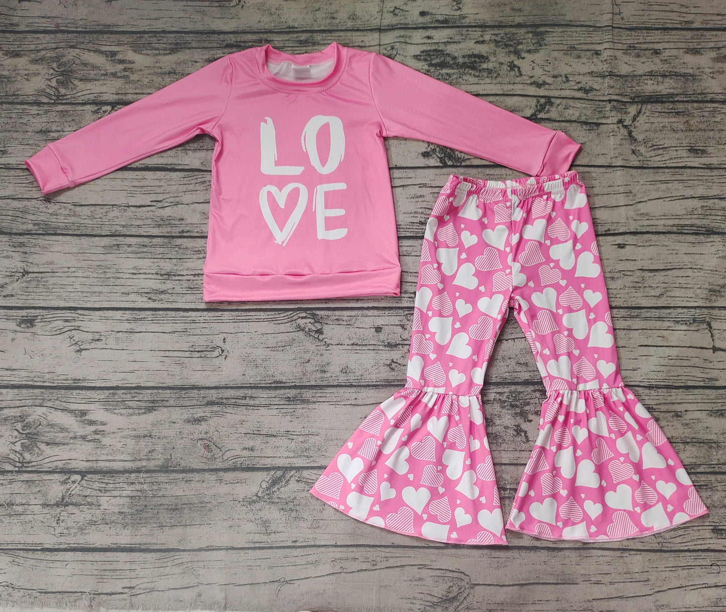 Baby Girls Love Valentines Long Sleeve Shirt Pants Clothing Sets
