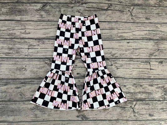 Baby Girls Mini Black Checkered Bell Bottom Flare Pants