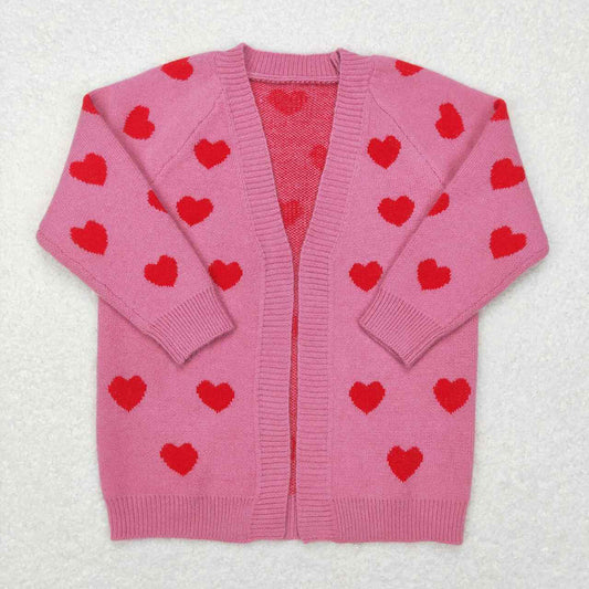 Baby Girls Valentines Hearts Pink Long Sleeve Sweaters