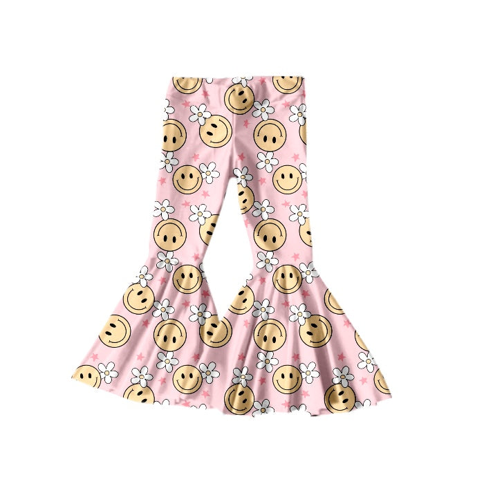 Baby Girls Pink Flowers Smile Face Bell Pants preorder(moq 5)