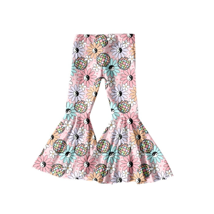 Baby Girls Pink Flowers Disco Bell Pants preorder(moq 5)