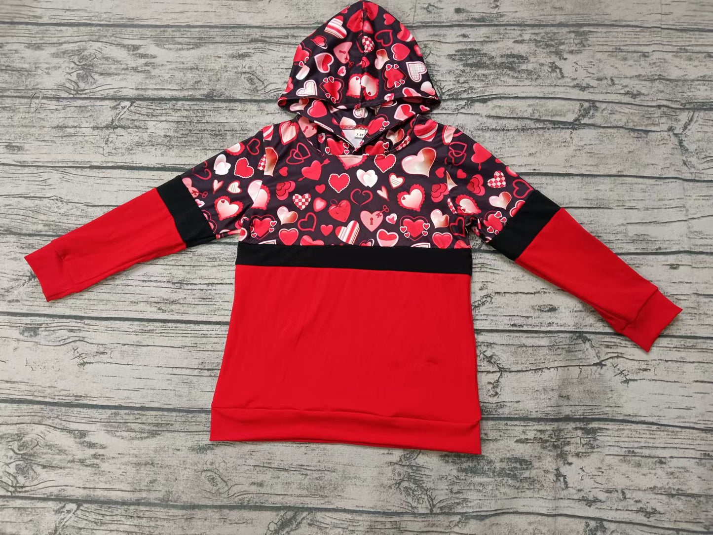 Baby Girls Hearts Valentines Hooded Long Sleeve Tee Shirts Tops preorder(moq 5)