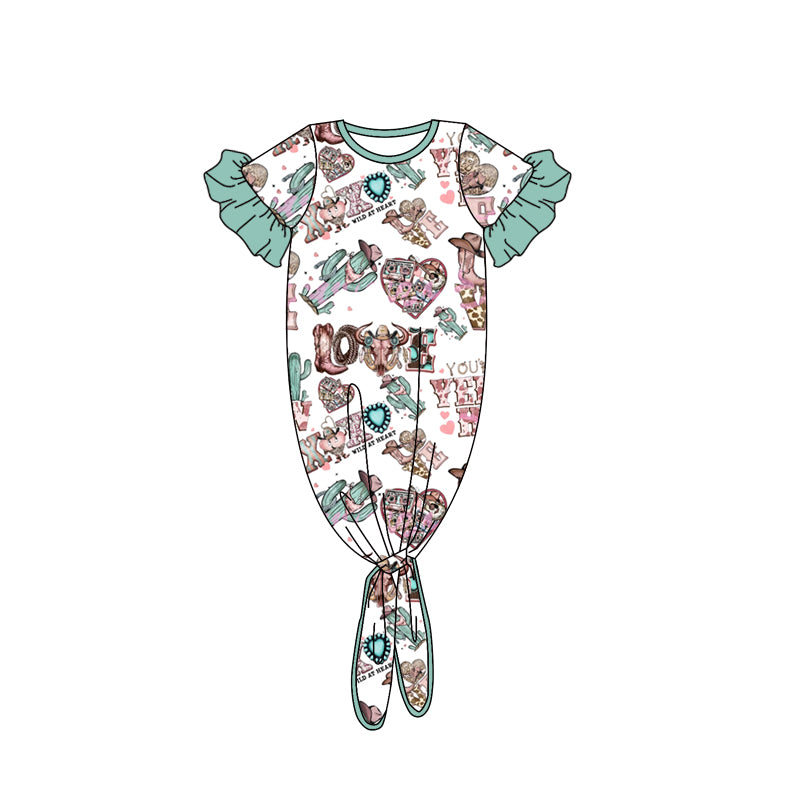 Baby Girls Western Love Cactus Cows Gowns preorder(moq 5)