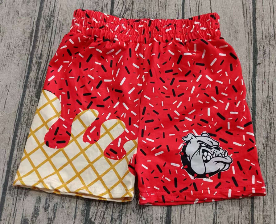 Preorder(moq 5) Baby Boys Red Drip Bulldogs Team Shorts Bottom