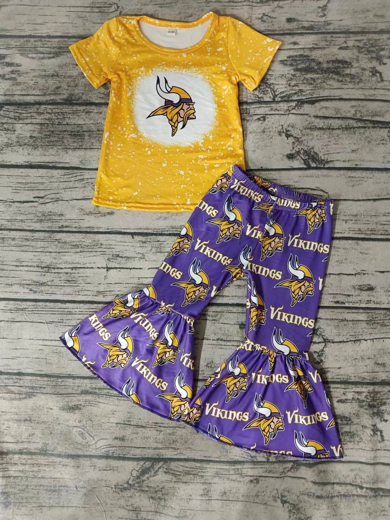 Baby Girls Team Yellow Tee Bell Pants Clothing Sets Preorder(moq 5)