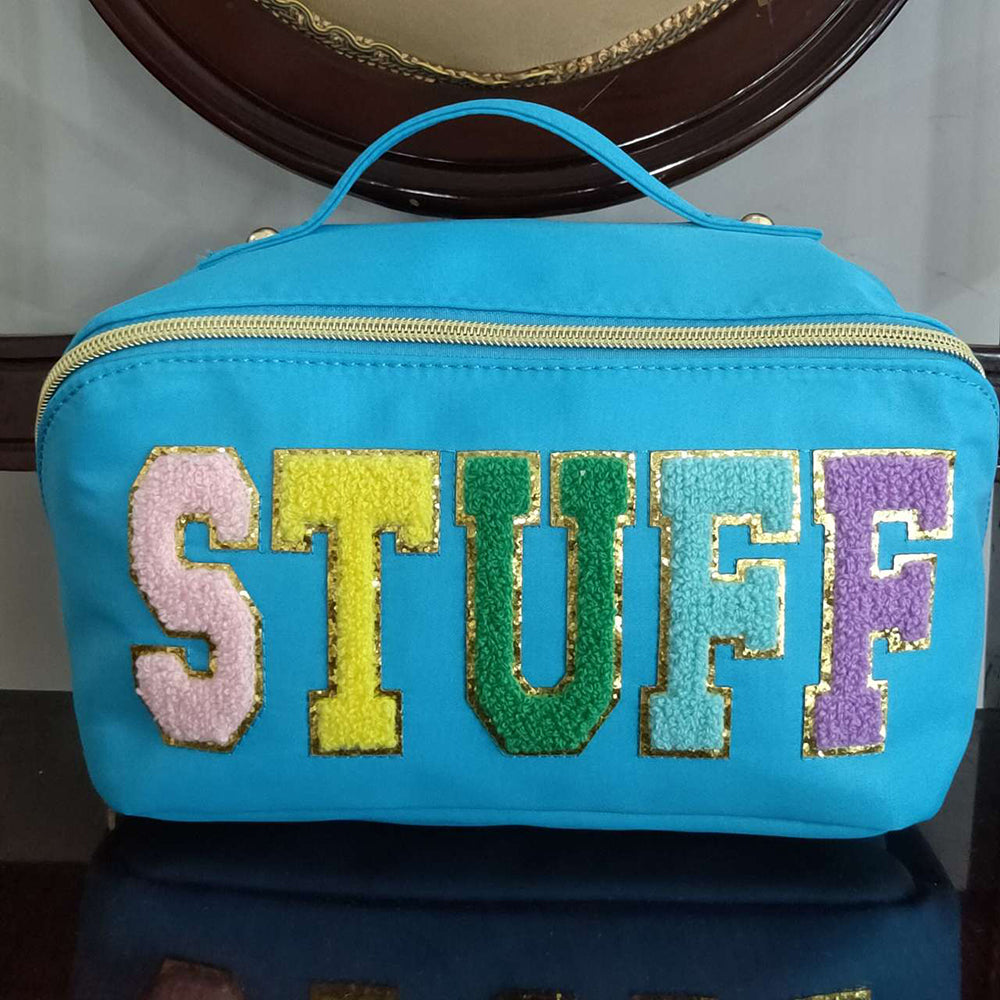 Women Girls Stuff Blue Cosmetic Make Up Bags