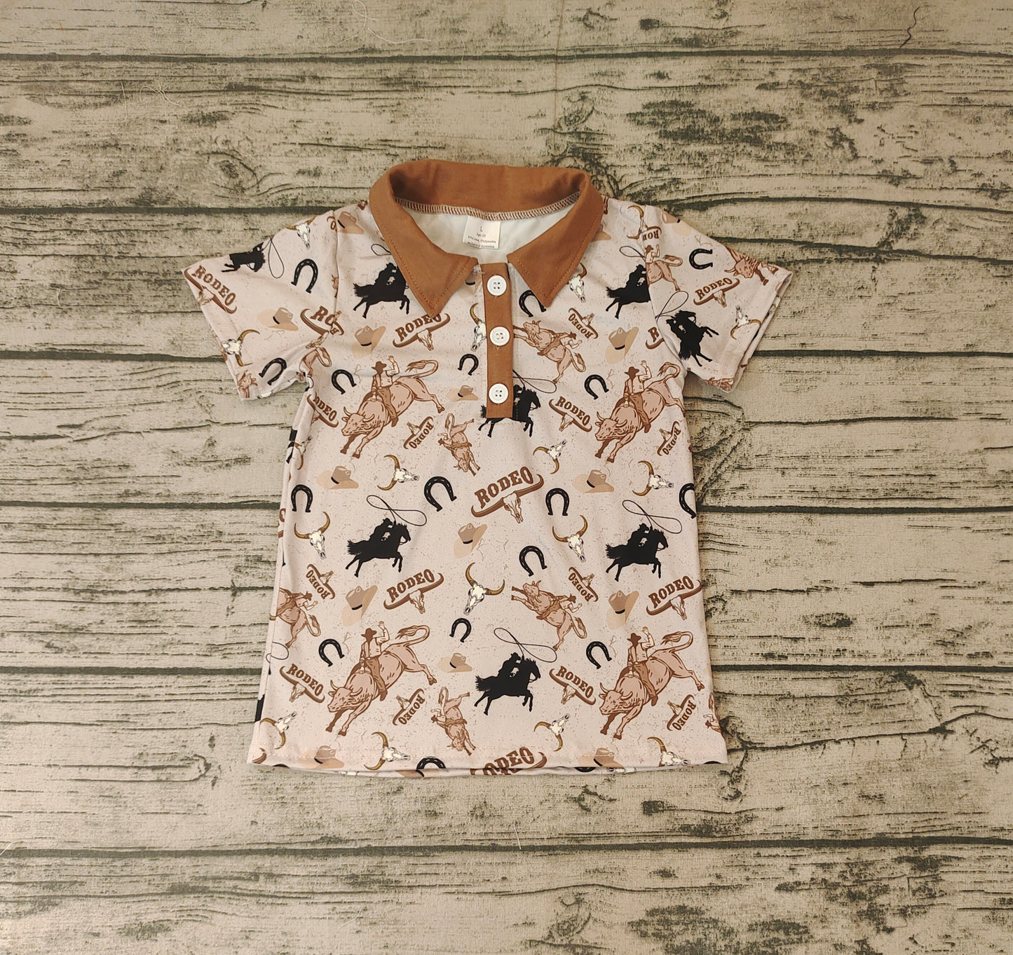 Baby Boys Rodeo Western Short Sleeve Buttons Pullovers Shirts