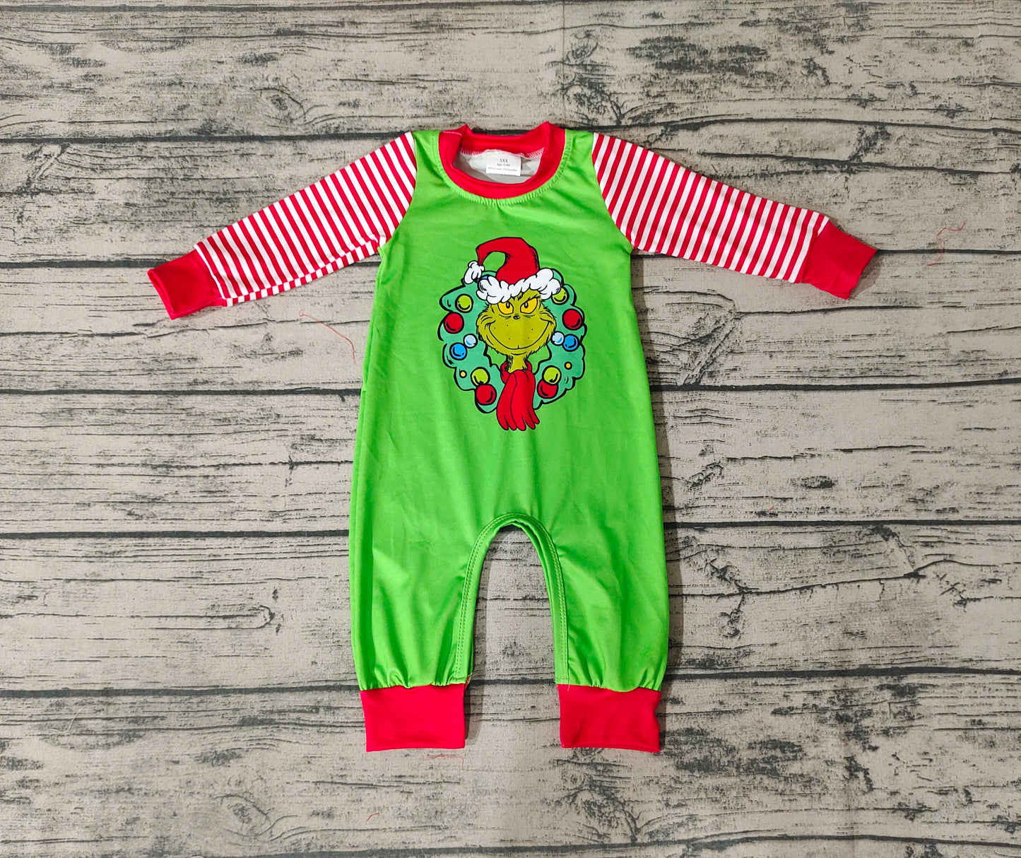 Christmas Baby Boys Green Frog Long Sleeve Rompers